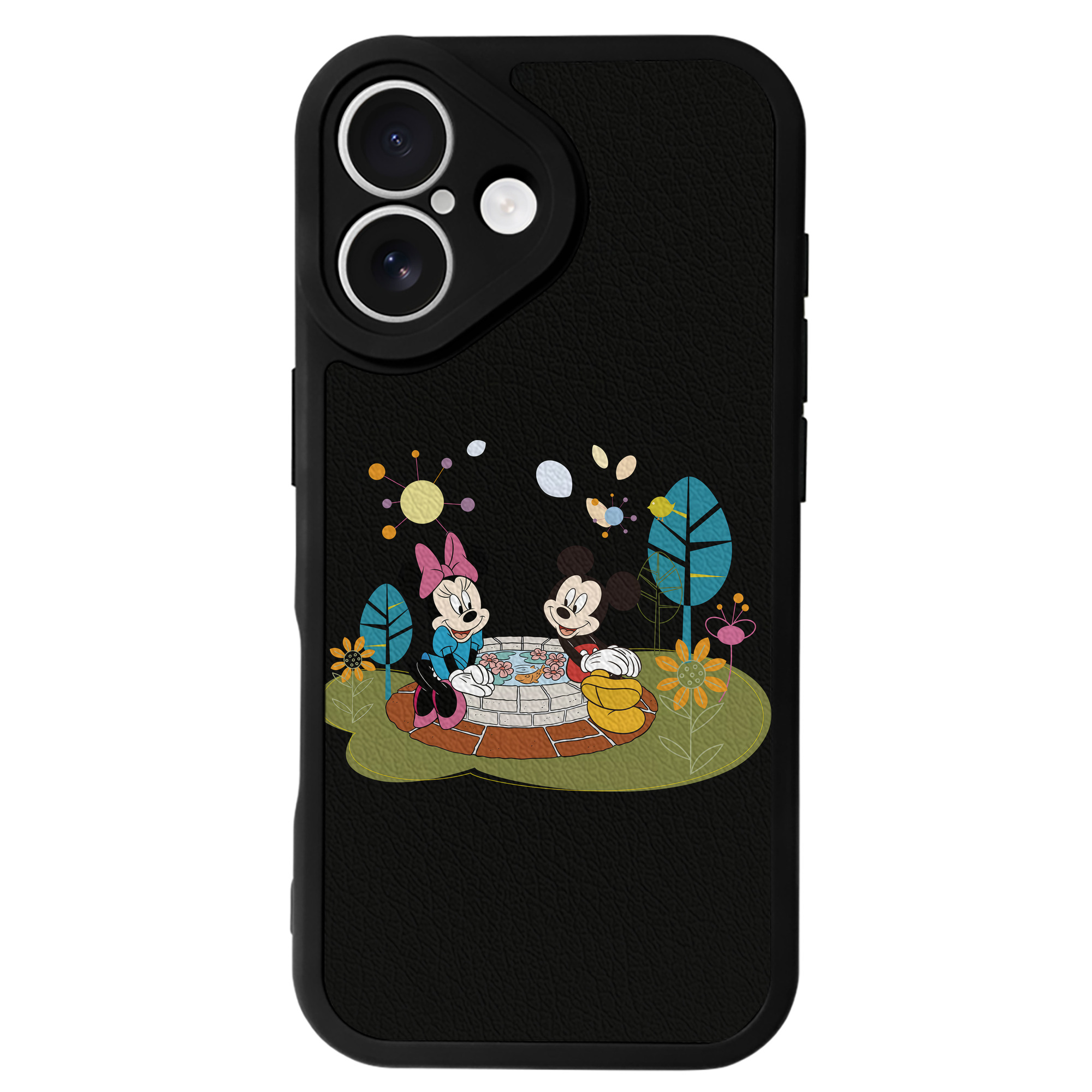 （画像用） ミッキーマウス Mickey Mouse 【iPhone 16シリーズ対応】シリコンスマホケース（レザー調） 材質：シリコン